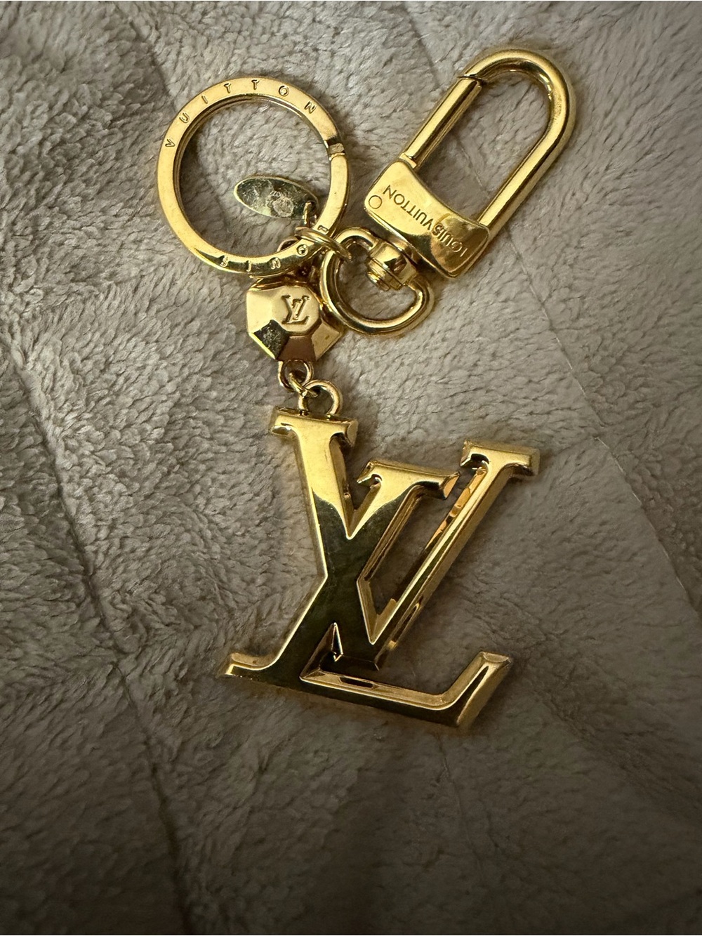 Louis Vuitton Gold LV Logo Key & Card Holder Charm